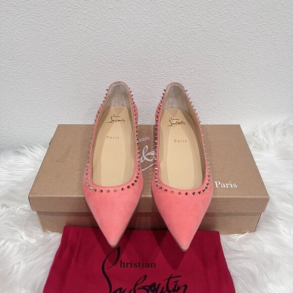 Christian Louboutin ANJALINA Pointed Hall Follies Kate Duvettina Ballet Flat 40 - Picture 4 of 9